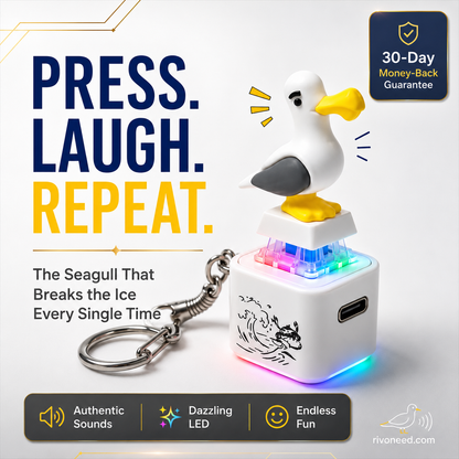 „Seagull MINE!“-Schlüsselanhänger mit Knopf – Echtes Geräusch & LED-Licht, lustiges interaktives Geschenk für Freunde und Familie summerwins