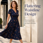 👗Damenkleid mit V-Ausschnitt, Blumenmuster und gedrehter Taille