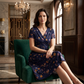 👗Damenkleid mit V-Ausschnitt, Blumenmuster und gedrehter Taille