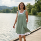 Lässiges, lockeres, ärmelloses Tanktop-Kleid in Layering-Optik für Damen