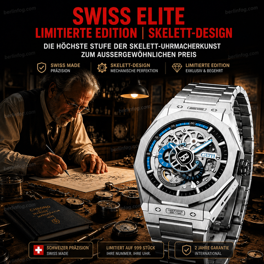 Mechanische Skelett-Herrenuhr Kostenloser Versand innerhalb von 24 Stunden