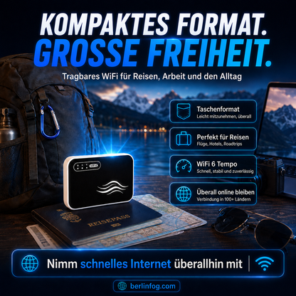 📶 Bleiben Sie überall in Verbindung – WLAN im Taschenformat für Reisen, Arbeit und Alltag.