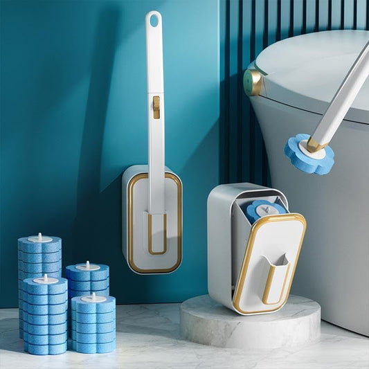 Snofrid Einweg-Toilettenbürste, Toilettenschüssel-Halterungsset mit 30 Stück Reinigungsnachfüllungen, Badezimmer-Reinigungssystem für Waschbecken, Badewanne, Abfluss, Waschbecken, Urinal, wandmontierte Toilettenbürste, Badezimmer-Reinigungsset