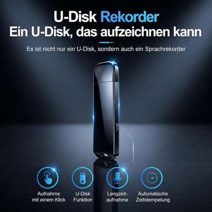 2-in-1 USB-Sprachaufnehmer – Spracherkennung, intelligente Geräuschunterdrückung, zeitgesteuerte Aufnahme, automatisches Speichern von Dateien – perfekt für Meetings und Vorlesungsnotizen