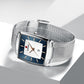 Ultradünne Herrenuhr mit quadratischem Maschengürtel und Quarz