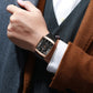 Ultradünne Herrenuhr mit quadratischem Maschengürtel und Quarz