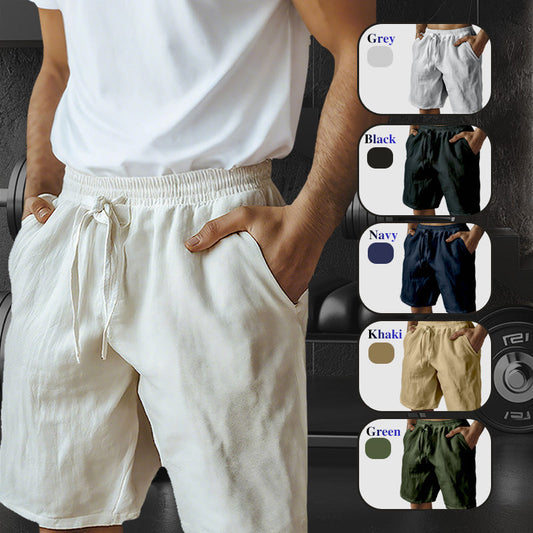 Herren-Shorts mit elastischem Kordelzug und einfarbigem Desig