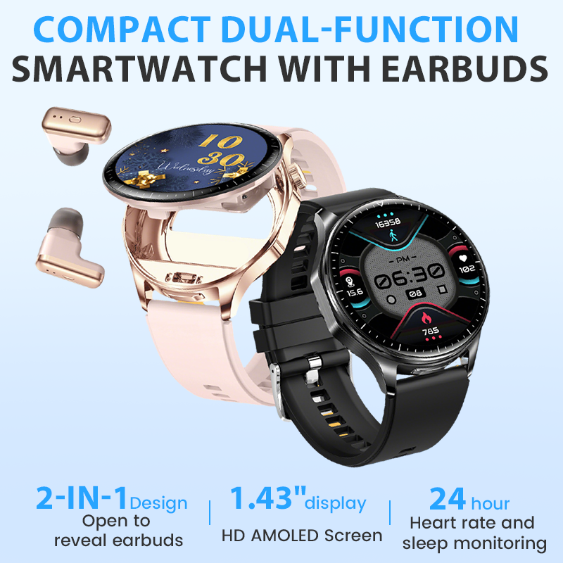 Compact Dual-Function Smartwatch with Earbuds – berlinfog