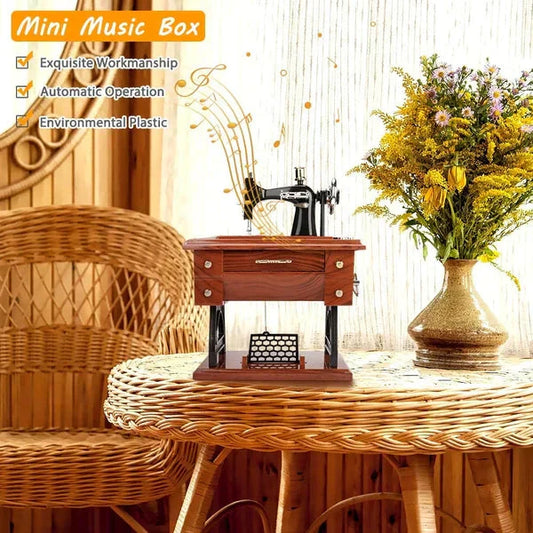 Fröhliches Neujahr! 50% auf alles 🎊⏰Mini-Nähmaschine aus Holz – Klassische Spieluhr mit zeitlosem Design 🎵 🪡