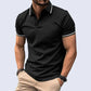 Lässiges T-Shirt für Herren mit Revers, kurzen Ärmeln und V-Ausschnitt