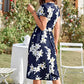 Florales Kleid mit V-Ausschnitt und betonter Taille für Frauen