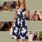 Florales Kleid mit V-Ausschnitt und betonter Taille für Frauen