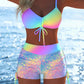 📢📢Letzter Tag – 50 % Rabatt!! ⏰Damen Bikini Set – Kordel-Top & Boyshorts, Verschiedene Designs🩱 Für Strand & Pool