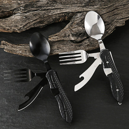 【Praktisches Geschenk】4-in-1 faltbares multifunktionales Outdoor-Besteck