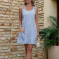 🌺Lässiges, gestreiftes, ärmelloses Playsuit-Kleid für Damen mit verstellbaren Trägern
