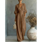 🌍 Damen V-Ausschnitt Hochtaillierter Weitbein-Jumpsuit