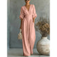 🌍 Damen V-Ausschnitt Hochtaillierter Weitbein-Jumpsuit