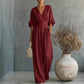 🌍 Damen V-Ausschnitt Hochtaillierter Weitbein-Jumpsuit