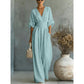🌍 Damen V-Ausschnitt Hochtaillierter Weitbein-Jumpsuit
