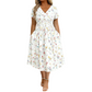 👗Damenkleid mit V-Ausschnitt, Blumenmuster und gedrehter Taille