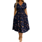 👗Damenkleid mit V-Ausschnitt, Blumenmuster und gedrehter Taille