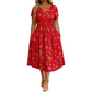 👗Damenkleid mit V-Ausschnitt, Blumenmuster und gedrehter Taille