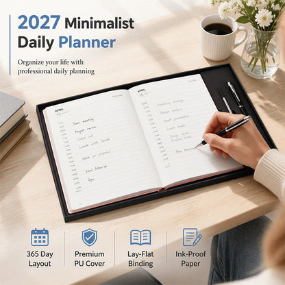 2027 Minimalistisches Notizbuch als Tagesplaner