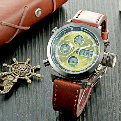⌚ Vintage Dual-Display Quarz- & LED-Uhr